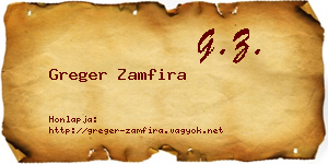Greger Zamfira névjegykártya